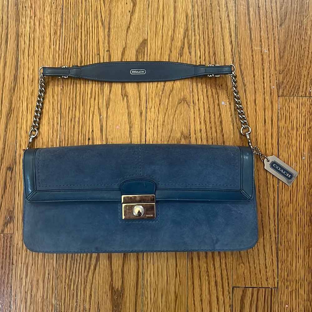 Coach legacy suede leather convertible clutch bag